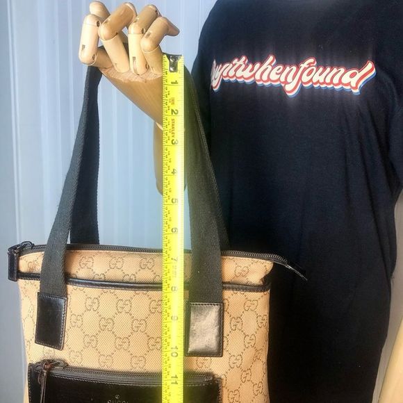 Vintage GUCCI GG Monogram Canvas Leather Top Zipper Close Shoulder Bag - Picture 6 of 17